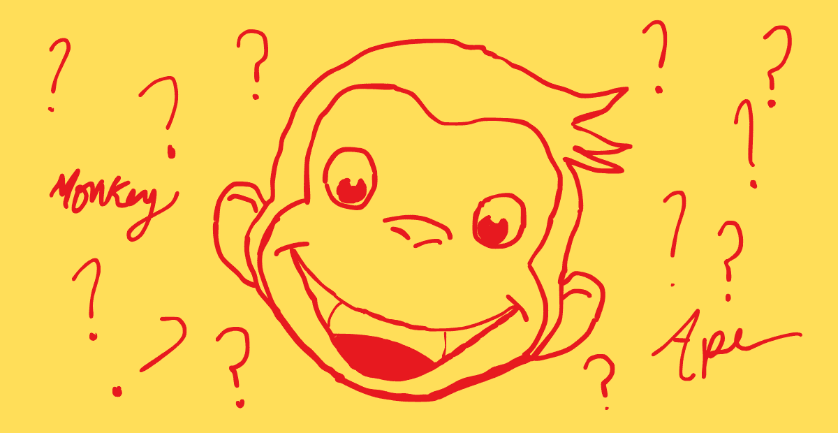 Original Drawing of Curious George. Created for the blog post: What monkey is Curious George?